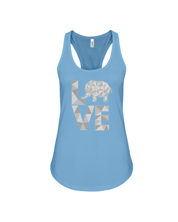 Elephant Love Tank-Top - Gray - Ocean Blue / S - Clothing elephants womens t-shirts