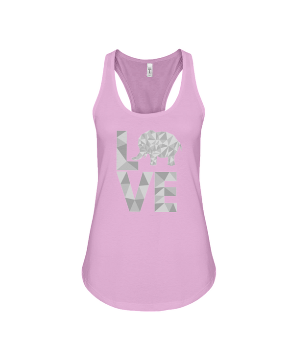 Elephant Love Tank-Top - Gray - Soft Pink / S - Clothing elephants womens t-shirts