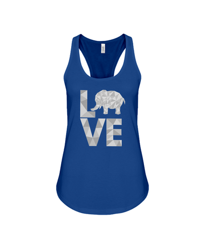 Elephant Love Tank-Top - Gray - True Royal / S - Clothing elephants womens t-shirts