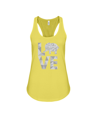 Elephant Love Tank-Top - Gray - Yellow / S - Clothing elephants womens t-shirts