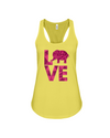 Elephant Love Tank-Top - Hot Pink - Yellow / S - Clothing elephants womens t-shirts
