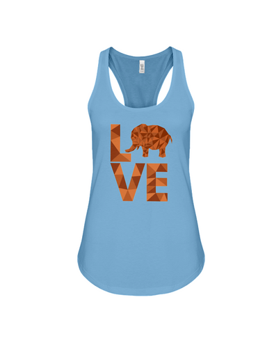 Elephant Love Tank-Top - Orange - Ocean Blue / S - Clothing elephants womens t-shirts