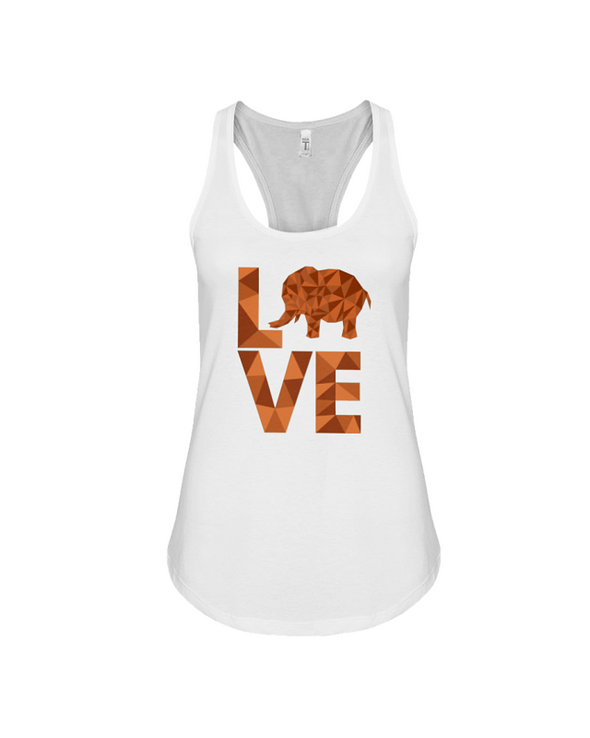 Elephant Love Tank-Top - Orange - White / S - Clothing elephants womens t-shirts