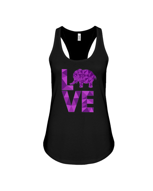 Elephant Love Tank-Top - Purple - Black / S - Clothing elephants womens t-shirts