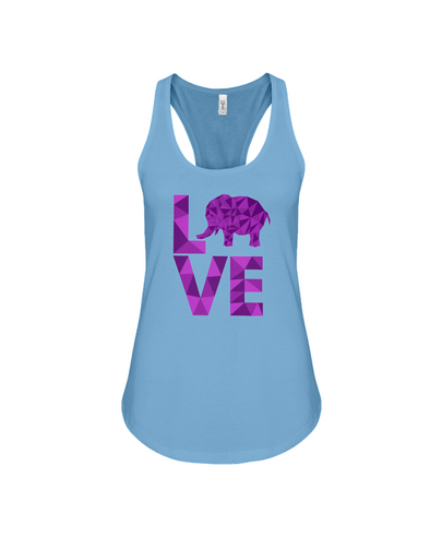 Elephant Love Tank-Top - Purple - Ocean Blue / S - Clothing elephants womens t-shirts