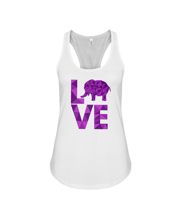 Elephant Love Tank-Top - Purple - White / S - Clothing elephants womens t-shirts