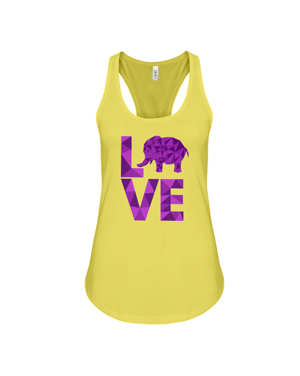 Elephant Love Tank-Top - Purple - Yellow / S - Clothing elephants womens t-shirts