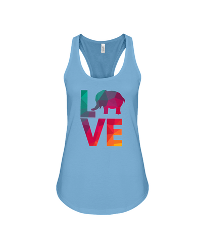 Elephant Love Tank-Top - Rainbow - Ocean Blue / S - Clothing elephants womens t-shirts