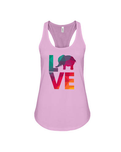 Elephant Love Tank-Top - Rainbow - Soft Pink / S - Clothing elephants womens t-shirts
