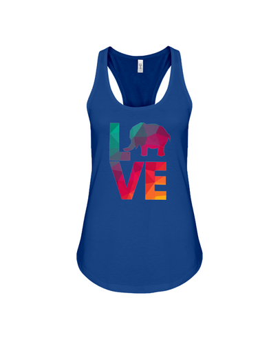 Elephant Love Tank-Top - Rainbow - True Royal / S - Clothing elephants womens t-shirts