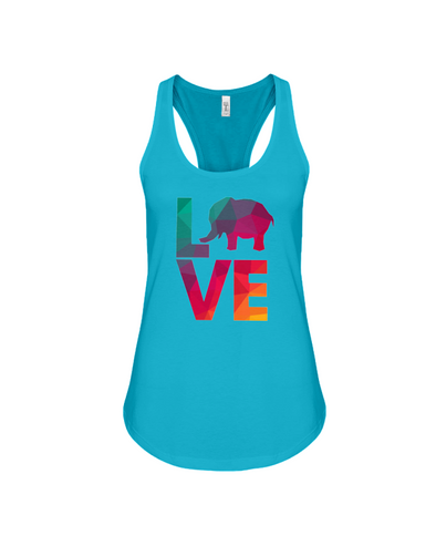 Elephant Love Tank-Top - Rainbow - Turquoise / S - Clothing elephants womens t-shirts