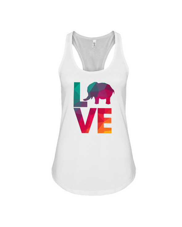 Elephant Love Tank-Top - Rainbow - White / S - Clothing elephants womens t-shirts