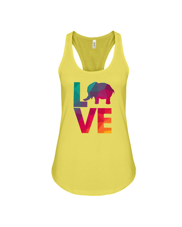 Elephant Love Tank-Top - Rainbow - Yellow / S - Clothing elephants womens t-shirts