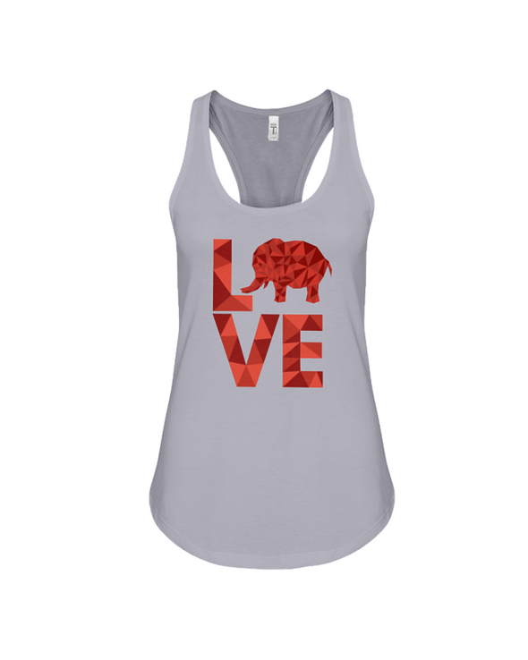 Elephant Love Tank-Top - Red - Athletic Heather / S - Clothing elephants womens t-shirts