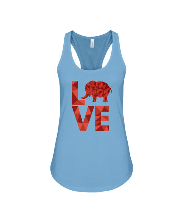 Elephant Love Tank-Top - Red - Ocean Blue / S - Clothing elephants womens t-shirts