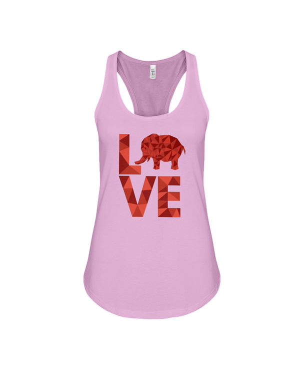Elephant Love Tank-Top - Red - Soft Pink / S - Clothing elephants womens t-shirts