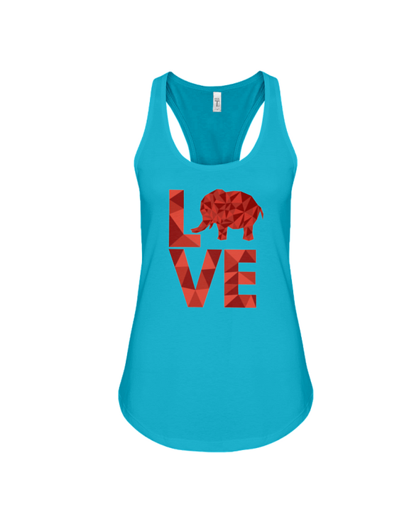Elephant Love Tank-Top - Red - Turquoise / S - Clothing elephants womens t-shirts