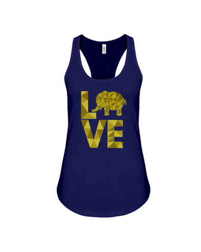 Elephant Love Tank-Top - Yellow - Navy / S - Clothing elephants womens t-shirts