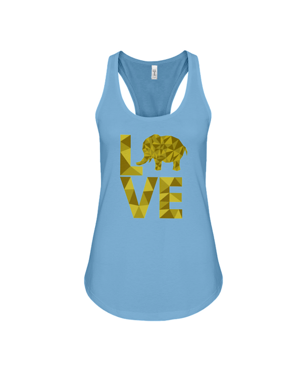 Elephant Love Tank-Top - Yellow - Ocean Blue / S - Clothing elephants womens t-shirts