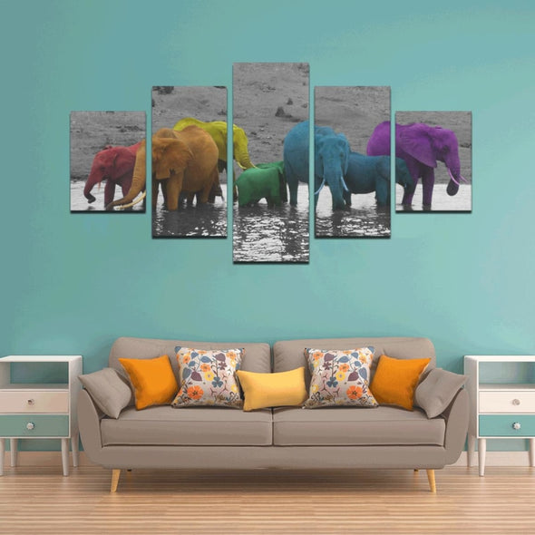 Elephants In The Water - Canvas Wall Art - Wall Art canvas prints elephants
