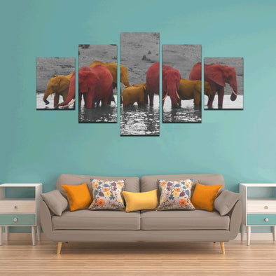 Elephants In The Water - Canvas Wall Art - Wall Art canvas prints elephants
