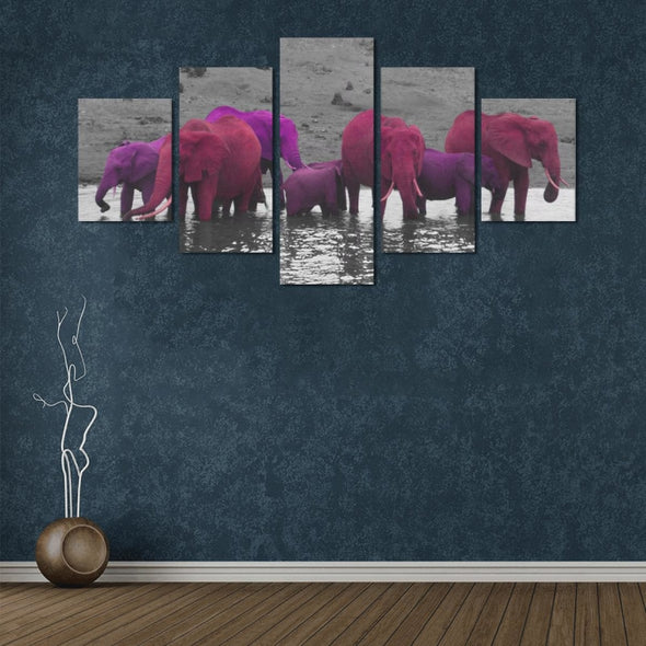 Elephants In The Water - Canvas Wall Art - Wall Art canvas prints elephants