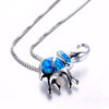 Fire Blue Opal Lucky Elephant Pendant & Necklace - Jewelry elephants necklaces opal