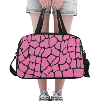 Weekend Travel Bag - Custom Giraffe Pattern - Hot Pink Giraffe - Accessories Bags Giraffes
