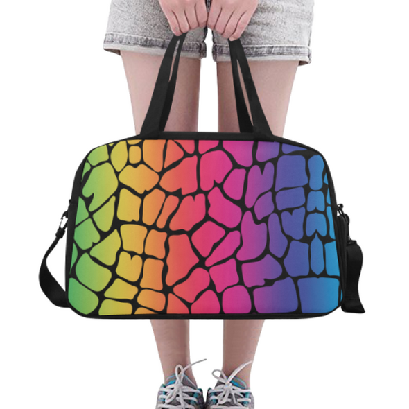 Weekend Travel Bag - Custom Giraffe Pattern - Rainbow Giraffe - Accessories Bags Giraffes