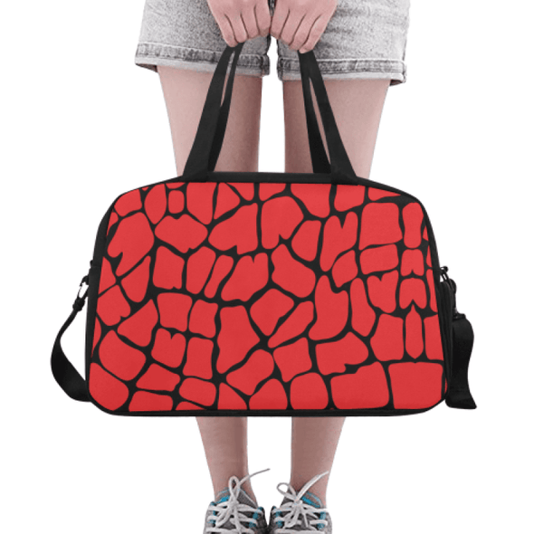 Weekend Travel Bag - Custom Giraffe Pattern - Red Giraffe - Accessories Bags Giraffes