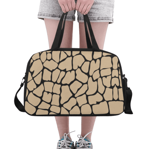 Weekend Travel Bag - Custom Giraffe Pattern - Tan Giraffe - Accessories Bags Giraffes