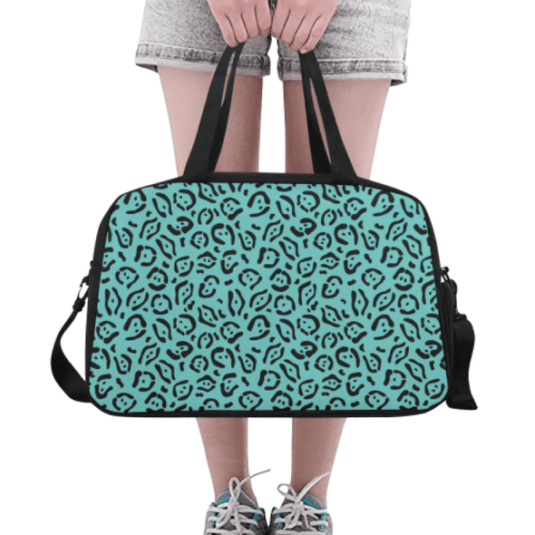 Weekend Travel Bag - Custom Jaguar Pattern - Turquoise Jaguar - Accessories Bags Jaguars