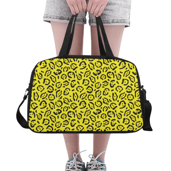 Weekend Travel Bag - Custom Jaguar Pattern - Yellow Jaguar - Accessories Bags Jaguars