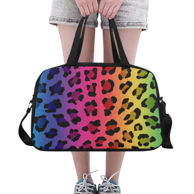 Fitness and Travel Bag - Custom Leopard Pattern - Rainbow Leopard - Accessories bags leopards