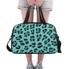 Fitness and Travel Bag - Custom Leopard Pattern - Turquoise Leopard - Accessories bags leopards