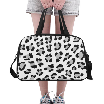 Fitness and Travel Bag - Custom Leopard Pattern - White Leopard - Accessories bags leopards
