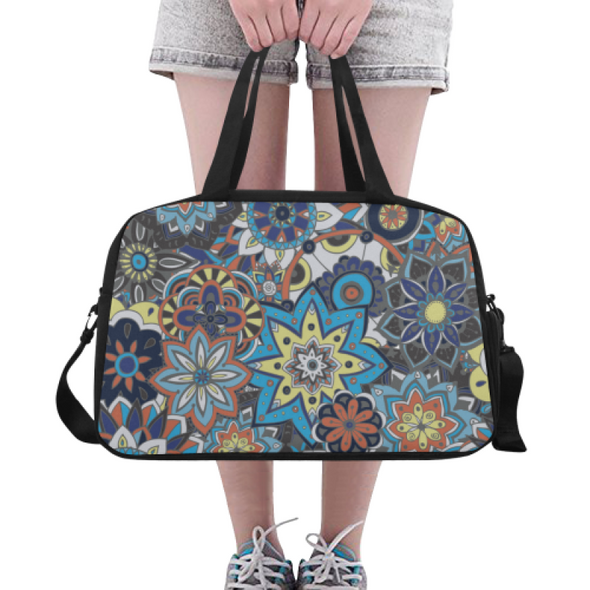 Fitness and Travel Bag - Custom Mandala Pattern - Black Mandala - Accessories bags hot new items mandalas