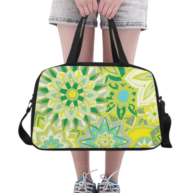 Fitness and Travel Bag - Custom Mandala Pattern - Yellow Mandala - Accessories bags hot new items mandalas