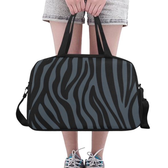 Fitness and Travel Bag - Custom Zebra Pattern - Charcoal Zebra - Accessories bags zebras