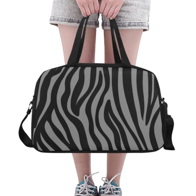 Fitness and Travel Bag - Custom Zebra Pattern - Gray Zebra - Accessories bags zebras