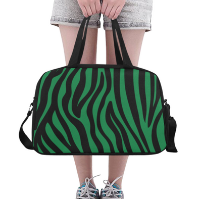 Fitness and Travel Bag - Custom Zebra Pattern - Green Zebra - Accessories bags zebras