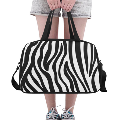 Fitness and Travel Bag - Custom Zebra Pattern - White Zebra - Accessories bags zebras