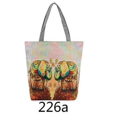 Floral & Indian Elephant Pattern Large Capacity Beach/Yoga Bag - 226a - Beachware bags, beachware, elephants, yoga gear