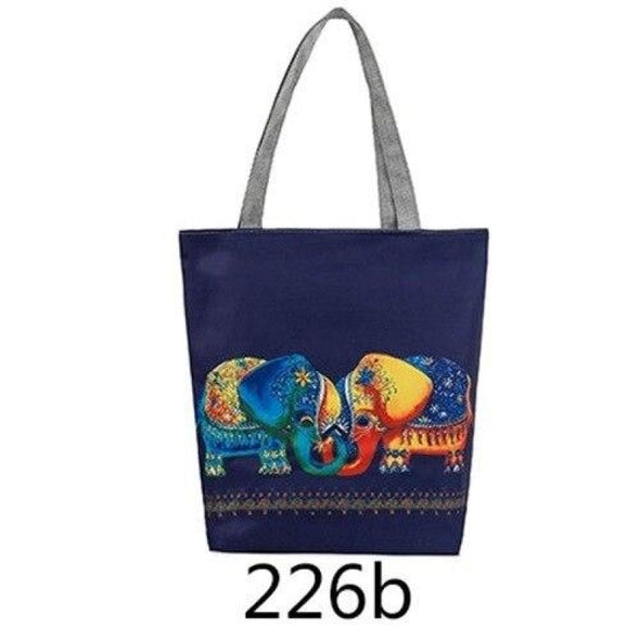 Floral & Indian Elephant Pattern Large Capacity Beach/Yoga Bag - 226b - Beachware bags, beachware, elephants, yoga gear