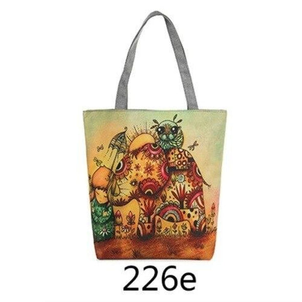 Floral & Indian Elephant Pattern Large Capacity Beach/Yoga Bag - 226e - Beachware bags, beachware, elephants, yoga gear