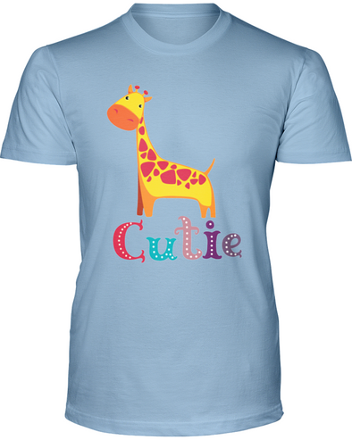 Giraffe Cutie T-Shirt - Design 1 - Baby Blue / S - Clothing giraffes womens t-shirts
