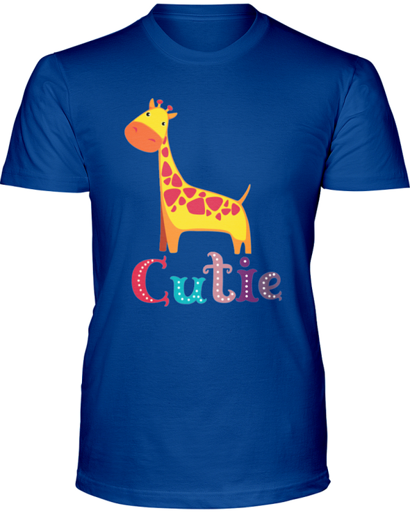 Giraffe Cutie T-Shirt - Design 1 - Hthr True Royal / S - Clothing giraffes womens t-shirts