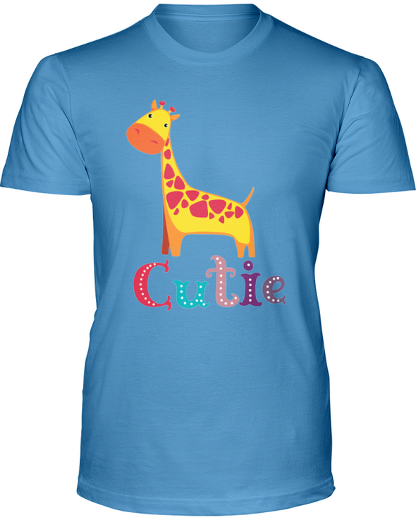 Giraffe Cutie T-Shirt - Design 1 - Ocean Blue / S - Clothing giraffes womens t-shirts