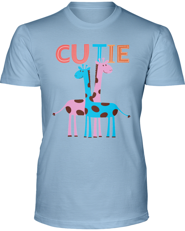 Giraffe Cutie T-Shirt - Design 2 - Baby Blue / S - Clothing giraffes womens t-shirts