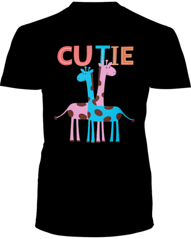 Giraffe Cutie T-Shirt - Design 2 - Black / S - Clothing giraffes womens t-shirts